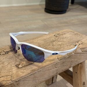 Oakley Flak Jacket White frame Blue Lens